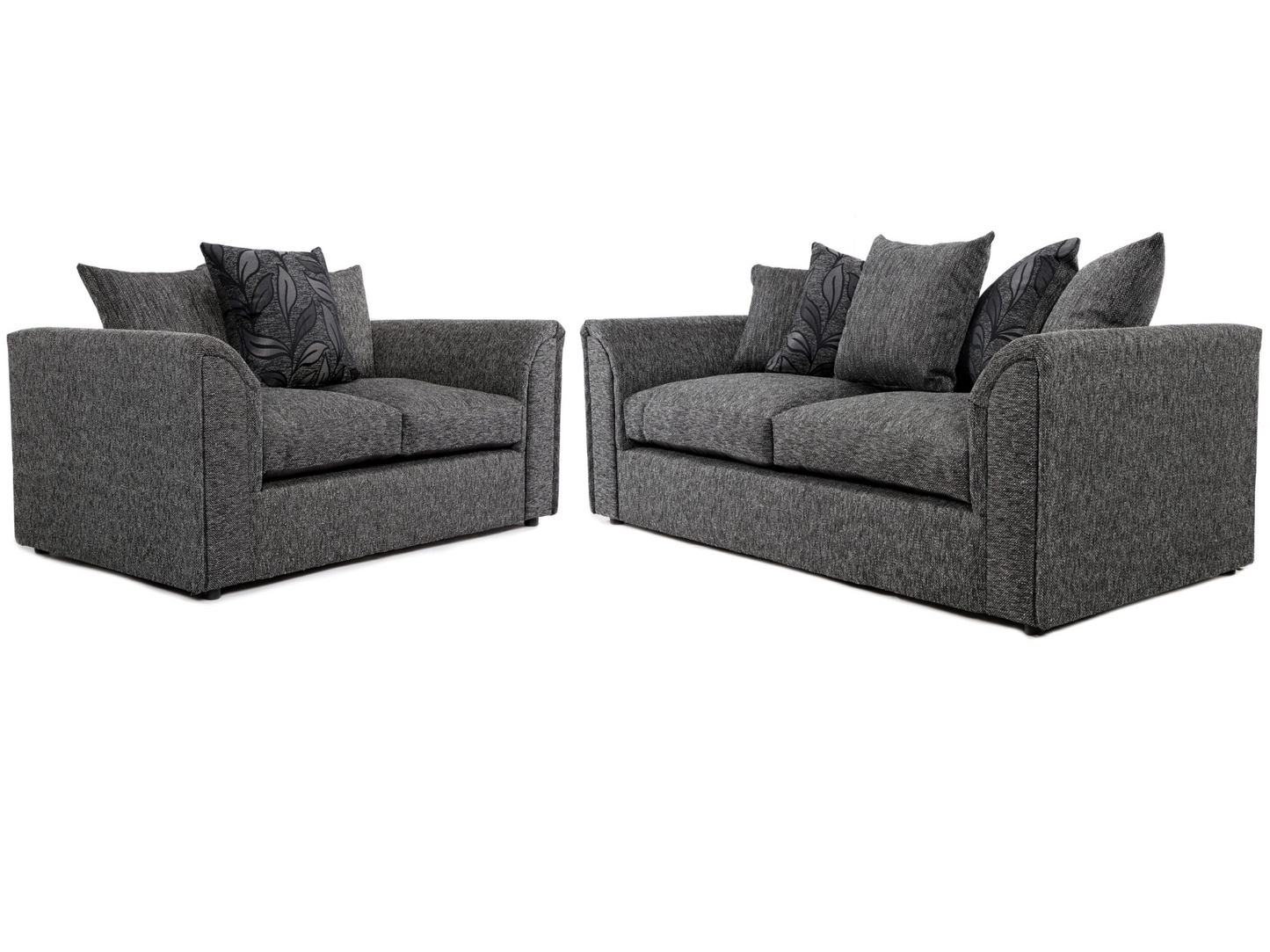 Byron 3+2 Seater Sofa Black Dundee Dark Grey Fabric