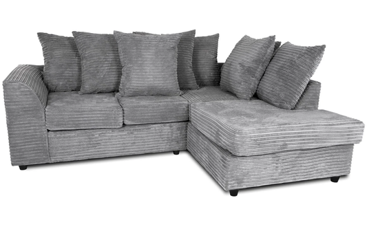 Byron Grey Cord Fabric L-Shape Corner Sofa Rh/Lh