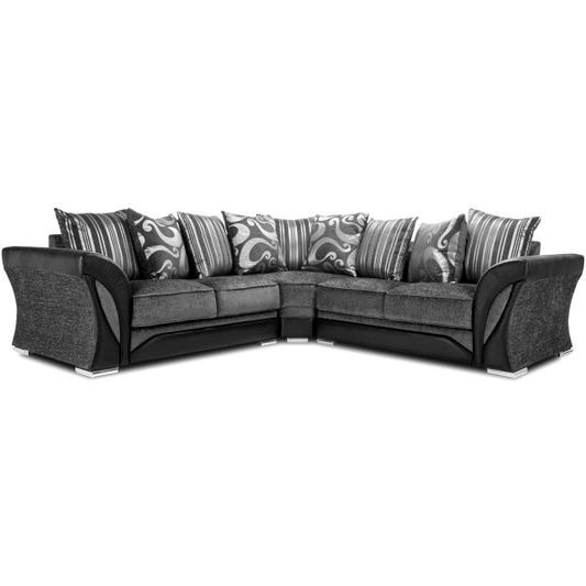 Shannon Larger Corner Sofa 2c2, Leather And Grey Fabric Luxe Fabric