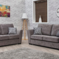 Nebraska 3+2 Full Back Sofa Set Grey Fabric