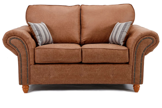 Oakland 2 Seater Leather Sofa Full Back Tan