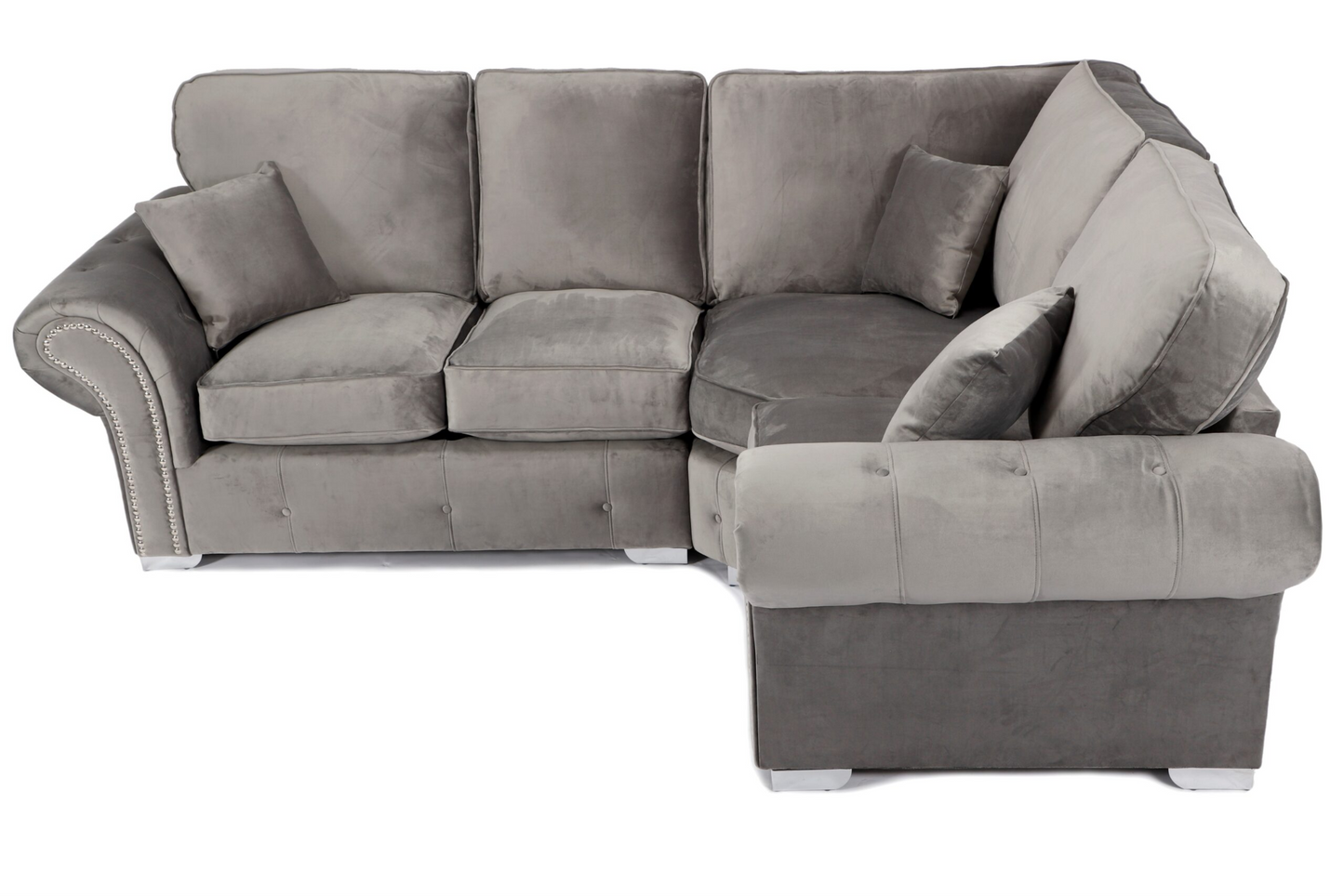 Oakland L-Shape Corner Sofa 2c1/1c2 Plush Grey Fabric