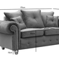 Olympia 3+2 Plush Velvet Grey Fabric sofa set Chesterfield style