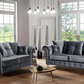 Olympia 3+2 Plush Velvet Grey Fabric sofa set Chesterfield style