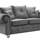 Olympia 3+2 Plush Velvet Grey Fabric sofa set Chesterfield style