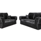 Tangent 3 + 2 Seater Sofa Black And Silver Crushed Velvet Shimmer