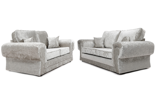 Tangent 3 + 2 Seater Sofa Black And Silver Crushed Velvet Shimmer