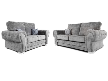 Verona 3+2 Sofa Set Full Back Kensington Grey And Mink Fabric