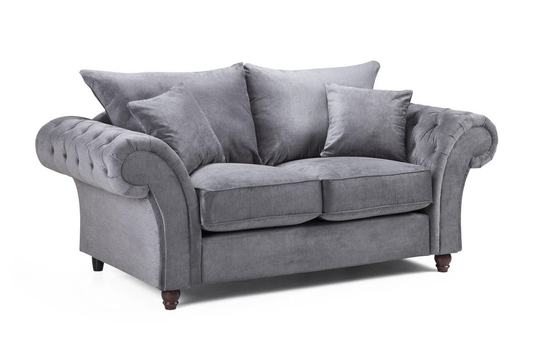 Windsor 3+2 Full Back Grey Fabric Sofa Set Wide Arm