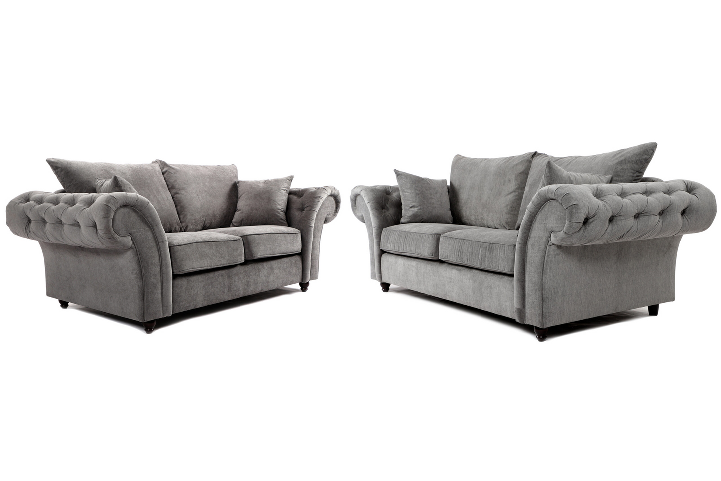 Windsor 3+2 Full Back Grey Fabric Sofa Set Wide Arm