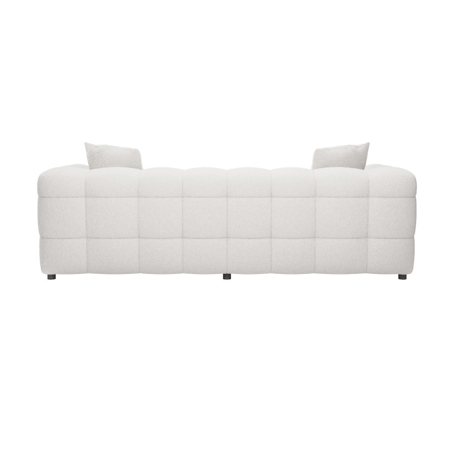 Cream Bouclé 3-Seater Curved Living Room Sofa