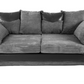 Dino 3 Seater Sofa Black Leather/ Grey Cord Fabric