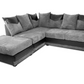 Dino LH/RH Corner sofa Grey cord fabric black faux leather