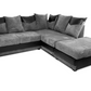 Dino LH/RH Corner sofa Grey cord fabric black faux leather