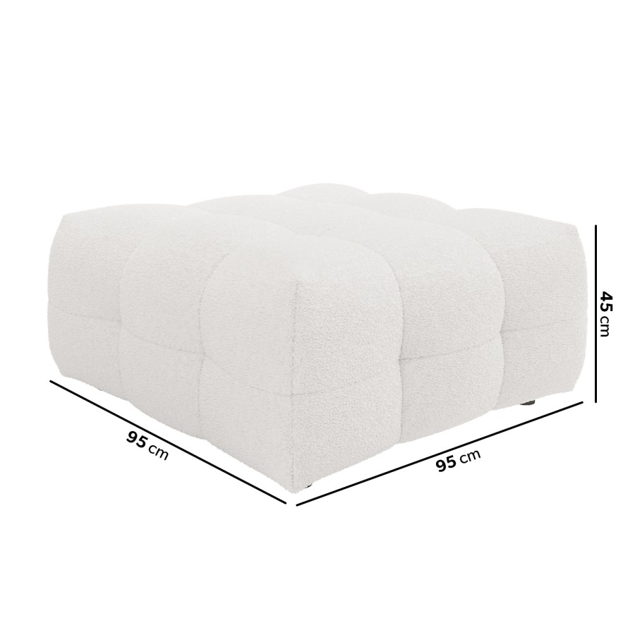 Cream Bouclé 3-Seater Curved Living Room Sofa