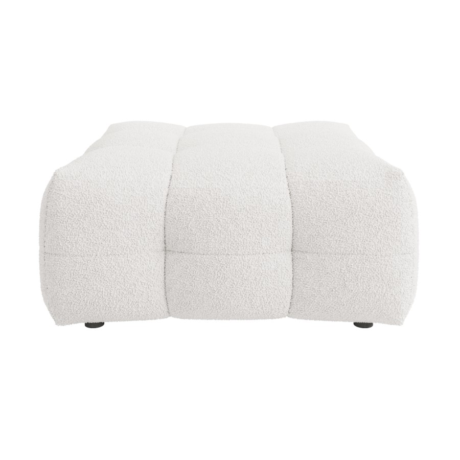 Cream Bouclé 3-Seater Curved Living Room Sofa