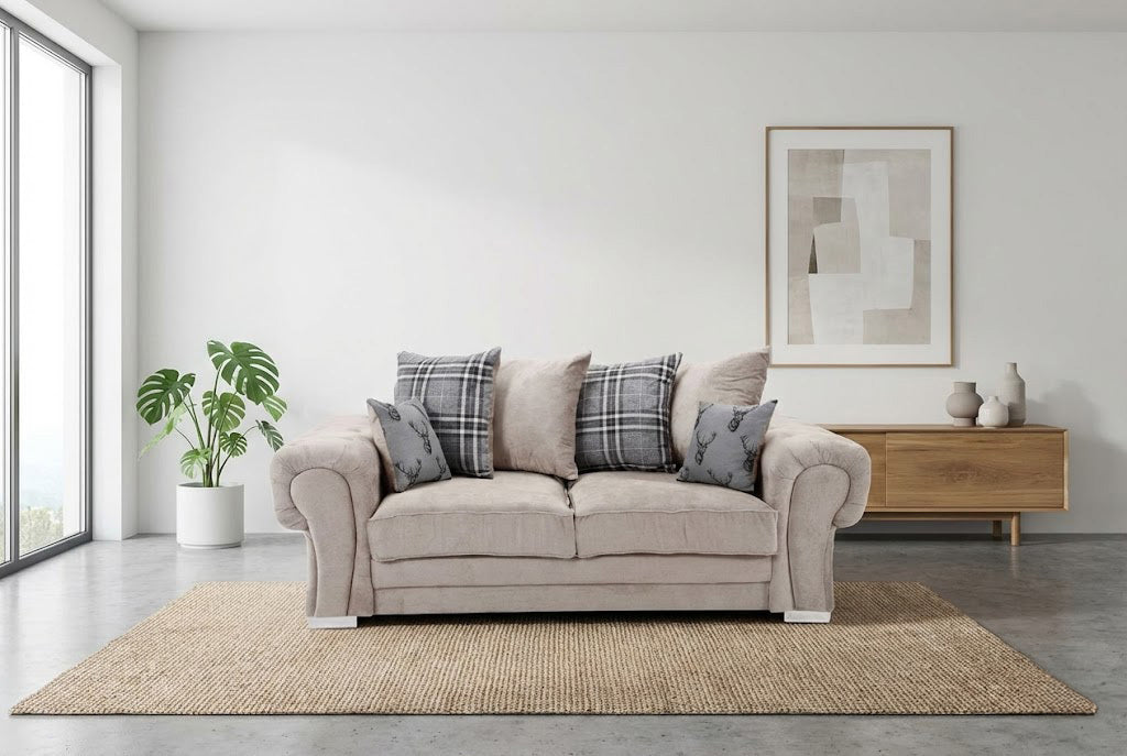 Verona Scatter Back 3 Seater Sofa Mink